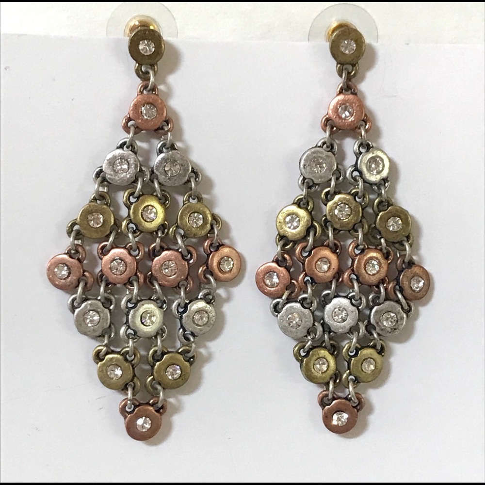 Mixed Metal Dangling Rhinestone Earrings